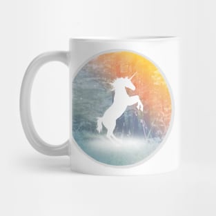 white unicorn silhouette in the magic forest Mug